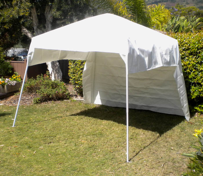 Single sheet of 12' x 15' Snow White CoolTarp installed on a 10' popup for testing
